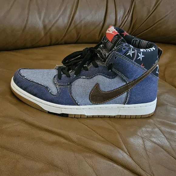 Men's Nike Dunk High CMFT Denim Multicolor Size 8 (EXCELLENT CONDITION) - Picture 11 of 14